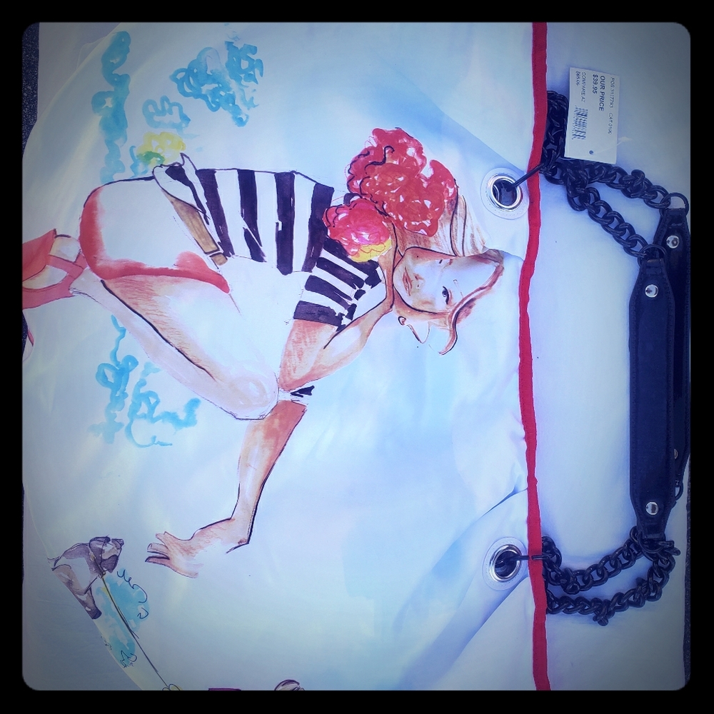 DSW Large Beach Tote Bag Watercolor Chain Handle